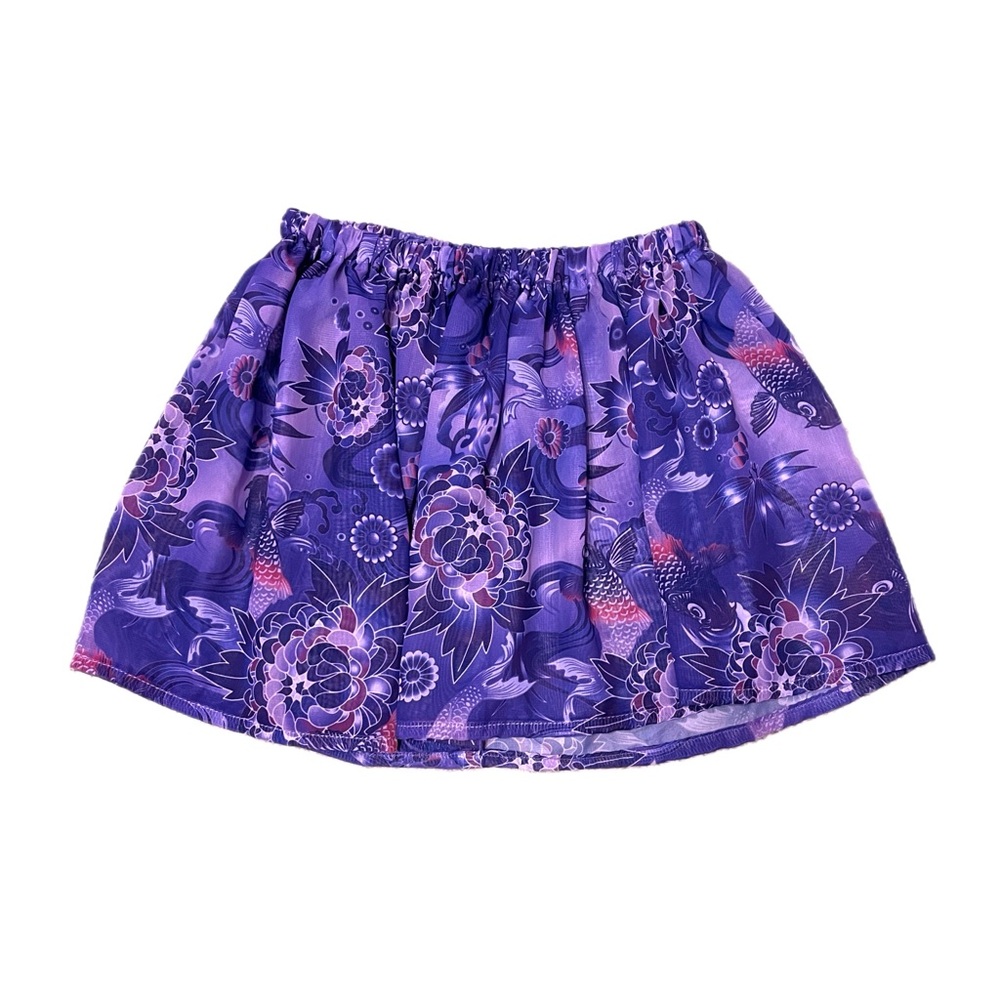 3T dance skirt sheer purple koi fish Floral Purple Skirt